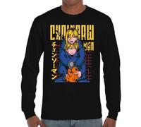 the Fan Tee Camiseta de Adulto de Manga Larga de Hombre Dibujos Animados Chainsaw Man Anime Gore Denji, Sangre, Dientes de Acero, Pochita, Makima, AKI Hayakawa 007 3XL