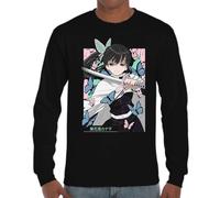 the Fan Tee Camiseta de Adulto de Manga Larga de Hombre Dibujos Animados Demon Cazadores de Demonios, técnicas de respiración, Silencio del Agua, Danza del Dios del Fuego 005 XXL