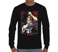 the Fan Tee Camiseta de Adulto de Manga Larga de Hombre Dibujos Animados Demon Cazadores de Demonios, técnicas de respiración, Silencio del Agua, Danza del Dios del Fuego 028 XL