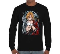 the Fan Tee Camiseta de Adulto de Manga Larga de Hombre Dibujos Animados Metal Energía, Alquimia, Acero, Hermandad, Círculos Mágicos, Renacimiento, Fusión 005 XL