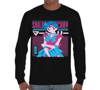the Fan Tee Camiseta de Adulto de Manga Larga de Hombre Dibujos Animados Sailor Moon El Poder de La Luna, Jupter, Marte, Venus,Retro 003 3XL