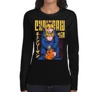 the Fan Tee Camiseta de Adulto de Manga Larga de Mujer Dibujos Animados Chainsaw Man Anime Gore Denji, Sangre, Dientes de Acero, Pochita, Makima, AKI Hayakawa 007 L