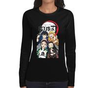 the Fan Tee Camiseta de Adulto de Manga Larga de Mujer Dibujos Animados Demon Cazadores de Demonios, técnicas de respiración, Silencio del Agua, Danza del Dios del Fuego 020 S