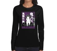 the Fan Tee Camiseta de Adulto de Manga Larga de Mujer Dibujos Animados Demon Cazadores de Demonios, técnicas de respiración, Silencio del Agua, Danza del Dios del Fuego 034 XL