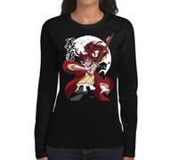 the Fan Tee Camiseta de Adulto de Manga Larga de Mujer Dibujos Animados Demon Cazadores de Demonios, técnicas de respiración, Silencio del Agua, Danza del Dios del Fuego 010 3XL