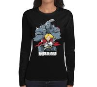 the Fan Tee Camiseta de Adulto de Manga Larga de Mujer Dibujos Animados Metal Energía, Alquimia, Acero, Hermandad, Círculos Mágicos, Renacimiento, Fusión 006 L