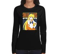 the Fan Tee Camiseta de Adulto de Manga Larga de Mujer Dibujos Animados Sailor Moon El Poder de La Luna, Jupter, Marte, Venus,Retro 005 L