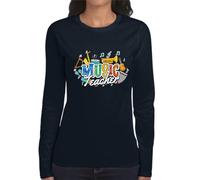 the Fan Tee Camiseta de Adulto de Manga Larga de Mujer Trabajos Profesor Corazón de Maestra, Alma de Maestro Educación y Profesión enseñanza, Aprendizaje 012 XL