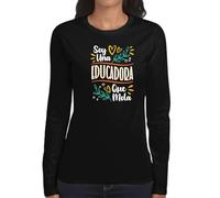 the Fan Tee Camiseta de Adulto de Manga Larga de Mujer Trabajos Profesor Corazón de Maestra, Alma de Maestro Educación y Profesión enseñanza, Aprendizaje 011 L