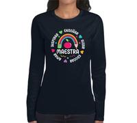 the Fan Tee Camiseta de Adulto de Manga Larga de Mujer Trabajos Profesor Corazón de Maestra, Alma de Maestro Educación y Profesión enseñanza, Aprendizaje 013 XXL