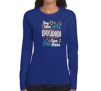 the Fan Tee Camiseta de Adulto de Manga Larga de Mujer Trabajos Profesor Corazón de Maestra, Alma de Maestro Educación y Profesión enseñanza, Aprendizaje 011 L