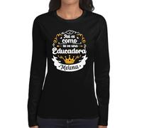 the Fan Tee Camiseta de Adulto de Manga Larga de Mujer Trabajos Profesor Corazón de Maestra, Alma de Maestro Educación y Profesión enseñanza, Aprendizaje 010 XXL