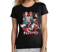 the Fan Tee Camiseta de Adulto de Mujer Dibujos Animados Chainsaw Man Anime Gore Denji, Sangre, Dientes de Acero, Pochita, Makima, AKI Hayakawa 005 S