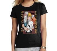the Fan Tee Camiseta de Adulto de Mujer Dibujos Animados Chainsaw Man Anime Gore Denji, Sangre, Dientes de Acero, Pochita, Makima, AKI Hayakawa 013 S