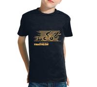 the Fan Tee Camiseta Infantil de Niño Niña Deportes Triathlon 3 Disciplinas En 1. Ciclista, Ciclismo, Carrera, Corredor, Natacion, Nadador 001 10 años