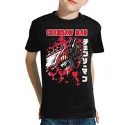 the Fan Tee Camiseta Infantil de Niño Niña Dibujos Animados Chainsaw Man Anime Gore Denji, Sangre, Dientes de Acero, Pochita, Makima, AKI Hayakawa 003 12 años