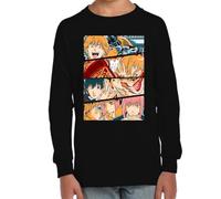 the Fan Tee Camiseta Infantil Manga Larga de Niño Niña Dibujos Animados Chainsaw Man Anime Gore Denji, Sangre, Dientes de Acero, Pochita, Makima, AKI Hayakawa 006 8 años
