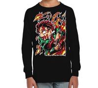 the Fan Tee Camiseta Infantil Manga Larga de Niño Niña Dibujos Animados Demon Cazadores de Demonios, técnicas de respiración, Silencio del Agua, Danza del Dios del Fuego 013 8 años