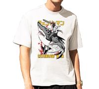 the Fan Tee Camiseta Oversize de Hombre Dibujos Animados Chainsaw Man Anime Gore Denji, Sangre, Dientes de Acero, Pochita, Makima, AKI Hayakawa 014 3XL