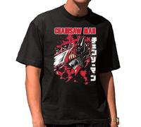 the Fan Tee Camiseta Oversize de Hombre Dibujos Animados Chainsaw Man Anime Gore Denji, Sangre, Dientes de Acero, Pochita, Makima, AKI Hayakawa 003 S