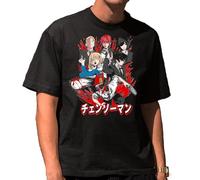 the Fan Tee Camiseta Oversize de Hombre Dibujos Animados Chainsaw Man Anime Gore Denji, Sangre, Dientes de Acero, Pochita, Makima, AKI Hayakawa 005 L