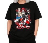 the Fan Tee Camiseta Oversize de Mujer Dibujos Animados Chainsaw Man Anime Gore Denji, Sangre, Dientes de Acero, Pochita, Makima, AKI Hayakawa 005 XL