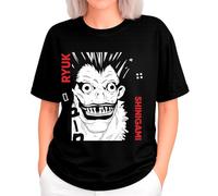 the Fan Tee Camiseta Oversize de Mujer Dibujos Animados Death Note Juego psicológico,Poder del Cuaderno, la Justicia y la Mente Estratégica 002 L