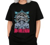 the Fan Tee Camiseta Oversize de Mujer Dibujos Animados Metal Energía, Alquimia, Acero, Hermandad, Círculos Mágicos, Renacimiento, Fusión 002 L