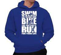 the Fan Tee Sudadera Adulto con Capucha de Hombre Deportes Triathlon 3 Disciplinas En 1. Ciclista, Ciclismo, Carrera, Corredor, Natacion, Nadador 008 M