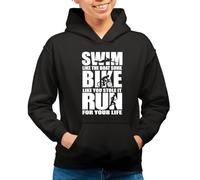 the Fan Tee Sudadera Adulto con Capucha de Mujer Deportes Triathlon 3 Disciplinas En 1. Ciclista, Ciclismo, Carrera, Corredor, Natacion, Nadador 008 S