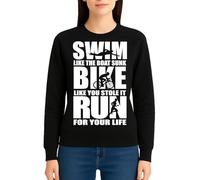 the Fan Tee Sudadera Adulto Sin Capucha de Mujer Deportes Triathlon 3 Disciplinas En 1. Ciclista, Ciclismo, Carrera, Corredor, Natacion, Nadador 008 M