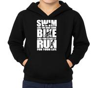 the Fan Tee Sudadera Infantil con Capucha de Niño Niña Deportes Triathlon 3 Disciplinas En 1. Ciclista, Ciclismo, Carrera, Corredor, Natacion, Nadador 008 11 años