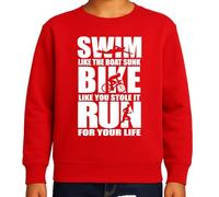 the Fan Tee Sudadera Infantil Sin Capucha de Niño Niña Deportes Triathlon 3 Disciplinas En 1. Ciclista, Ciclismo, Carrera, Corredor, Natacion, Nadador 008 9 años