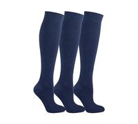 The Fancy Dress® 3 pares de calcetines altos hasta la rodilla para niñas, calcetines de algodón en colores sólidos para niños, medias de uniforme largas