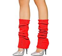 The Fancy Dress Angies Fashion - Calentadores de piernas acanalados lisos para mujer de los años 80, color rosa intenso, 12 colores, rosso, talla única