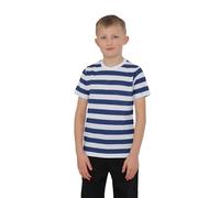 The Fancy Dress Camiseta unisex a rayas para niños y niñas, cuello redondo, manga corta, a rayas, para la semana del libro, informal, de 5 a 13 años, Azul Y Blanco, 7-8 años