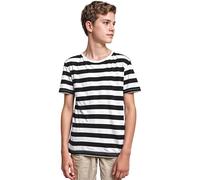 The Fancy Dress® Camiseta unisex a rayas para niños y niñas, cuello redondo, manga corta, diseño de rayas, para la semana del libro, informal, para verano, de 5 a 13 años, blanco y negro, 5-6 años