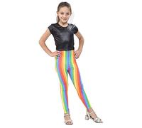 The Fancy Dress® Leggings de microfibra para niñas, deportes, gimnasio, entrenamiento, yoga, leggings sin pies, Arco Iris, 7-8 años