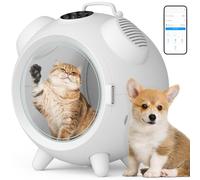 The Fellie Caja secadora automática de mascotas de 62 litros con control de aplicación, caja secadora inteligente para perros, gatos, caja seca de bajo ruido con control de temperatura y temporizador