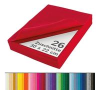 The Felt Store Fieltro para Manualidades 1,6 mm Rojo, 26 Placas de Fieltro de Aprox. 30 x 22 cm (1 cm más Anchas Que DIN A4), Lavable, Ideal para Manualidades de Fieltro con niños