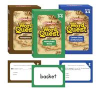 THE FIDGET GAME Word Quest, juego de cartas flash para construcción de vocabulario, grados 3-5 de 8 a 11, multisilábico, homófonos, pistas de contexto y sinónimos