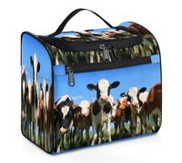 The Field On Calve - Bolsa de maquillaje de viaje para mujeres, hombres, niños, niñas, niños, vacas, 11.2 L, bolsa de aseo para cosméticos, bolsa de aseo colgante, bolsa de aseo organizadora de