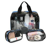 The Field On Calve - Bolsa de maquillaje de viaje para mujeres y hombres, bolsas de cosméticos translúcidas de vaca, 3 piezas, bolsa grande para ducha, organizador de artículos de tocador, color, L,