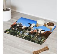 The Field On Calve - Tapete de alimentación para mascotas, para gatos, perros, cuenco de agua, tapete de comida, vaca, mascotas, absorbente, antideslizante, contiene derrames, protege suelos, mantel