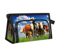 The Field On Calves - Bolsa de maquillaje de viaje para mujeres, hombres, niños, niñas, niños, vacas, multiusos, bolsa de lavado, bolsa de aseo para cosméticos, artículos de aseo y ducha, organizador,