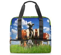 The Field On Calves - Bolsa deportiva de lona para mujeres, hombres, niños, Kirls Cow fin de semana, bolsas de noche separadas para mojado, bolsa de 21 L para viajes, gimnasio, yoga, color, 21L,