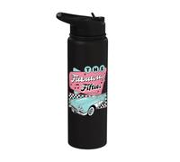 The Fifties 1950s Car Music Checkerboard Rockabilly Sock Hop Stainless Steel Insulated Water Bottle