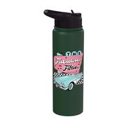 The Fifties 1950s Car Music Checkerboard Rockabilly Sock Hop Stainless Steel Insulated Water Bottle