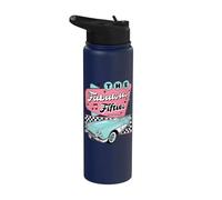 The Fifties 1950s Car Music Checkerboard Rockabilly Sock Hop Stainless Steel Insulated Water Bottle