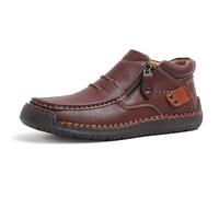 The First Young Driving Boots Men, Handmade Premium Leather Slip on Driving Boots, Mens Arch Support Shoes (Brown,48)